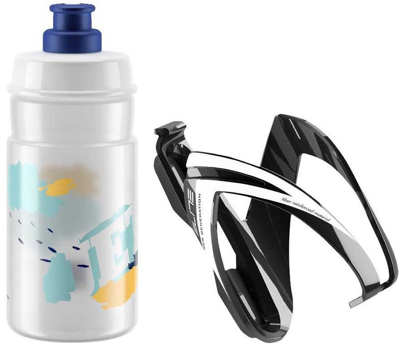 Kit bidón Elite + portabidón ceo negro bidón transparente azabache con azul