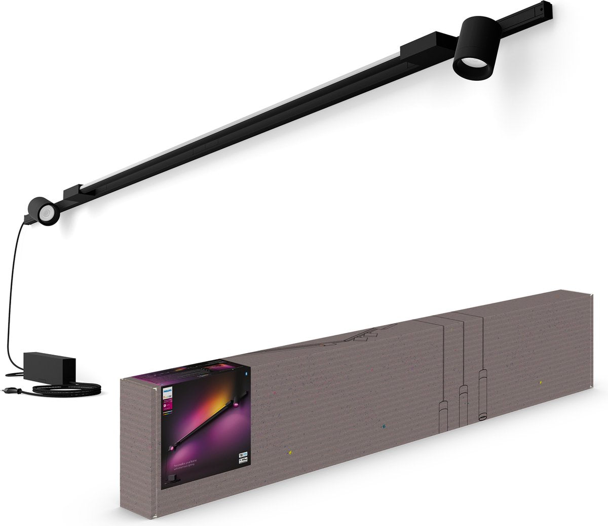 Philips hue perifo rail lighting wall - 2-spots - 1 gradient light tube - black - basic set