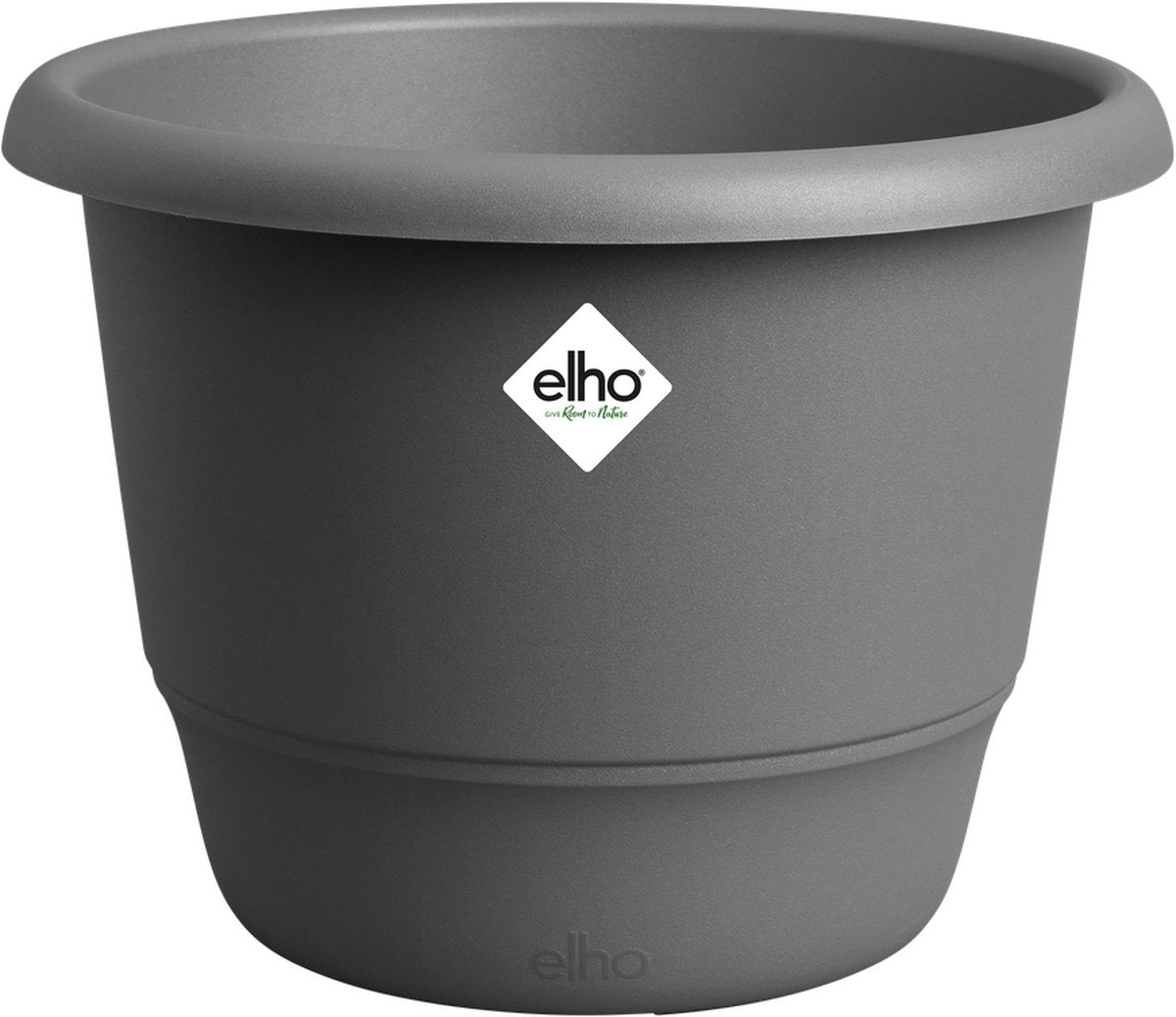 Elho amiga round 25 - macetero para interior exterior - plástico 100% reciclado - ø 24,5 x h 18,5 cm - antracita