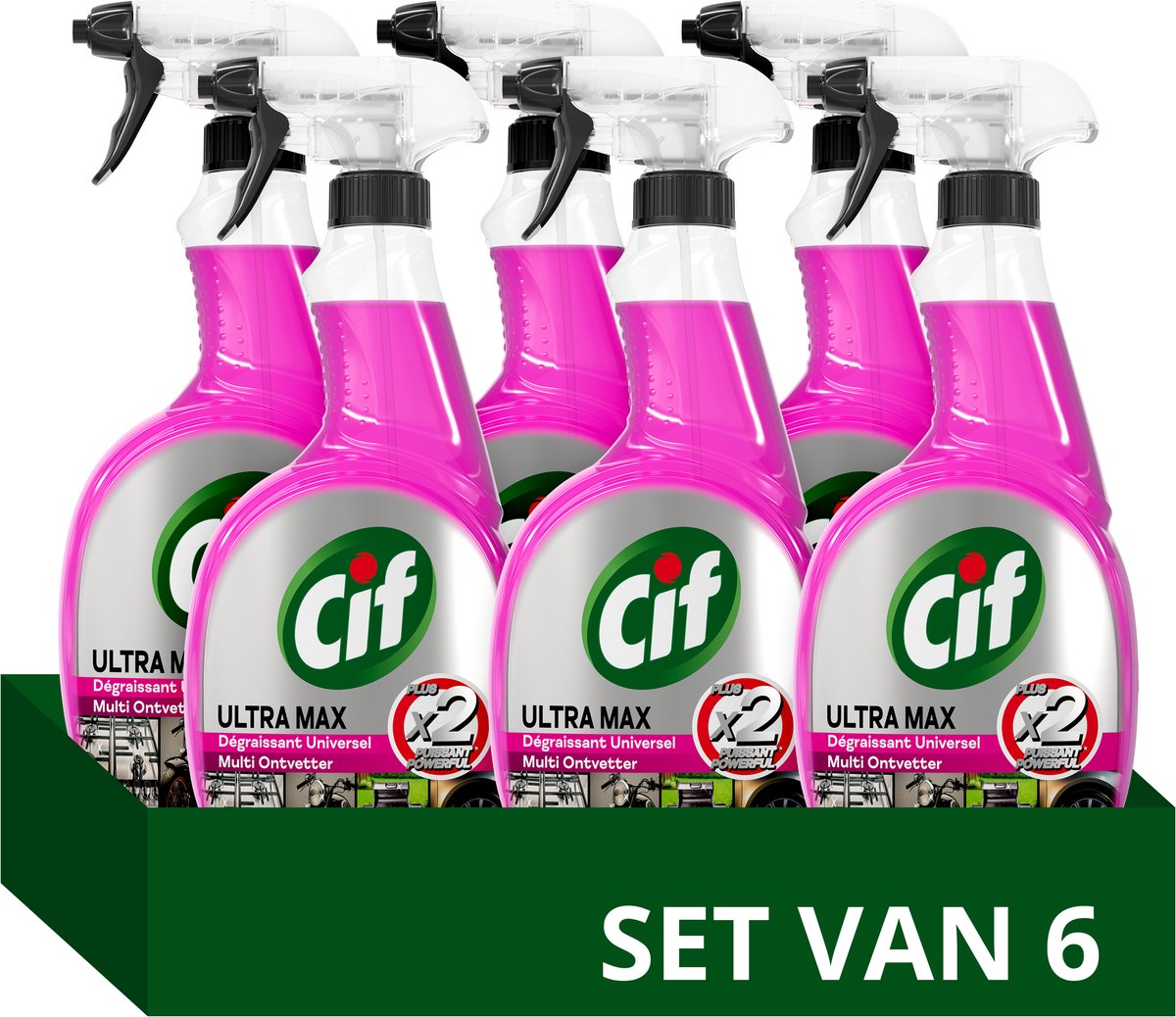 Cif ultra max - spray sgrassante - pamplemousse rosa - 6 x 750 ml - confezione risparmio