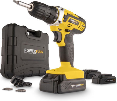 Taladro inalámbrico Powerplus powx00501 - Taladro a batería de 20 V para madera y metal - incl. batería, cargador y bits