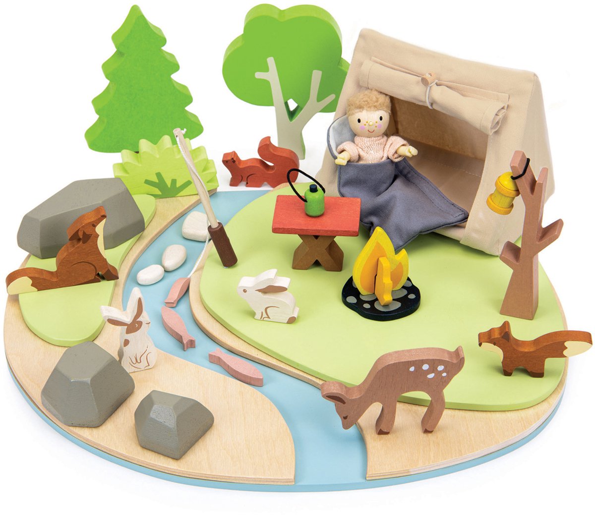 Set da campeggio Tender Leaf con giocattoli in legno - Avventura in campeggio per bambini.