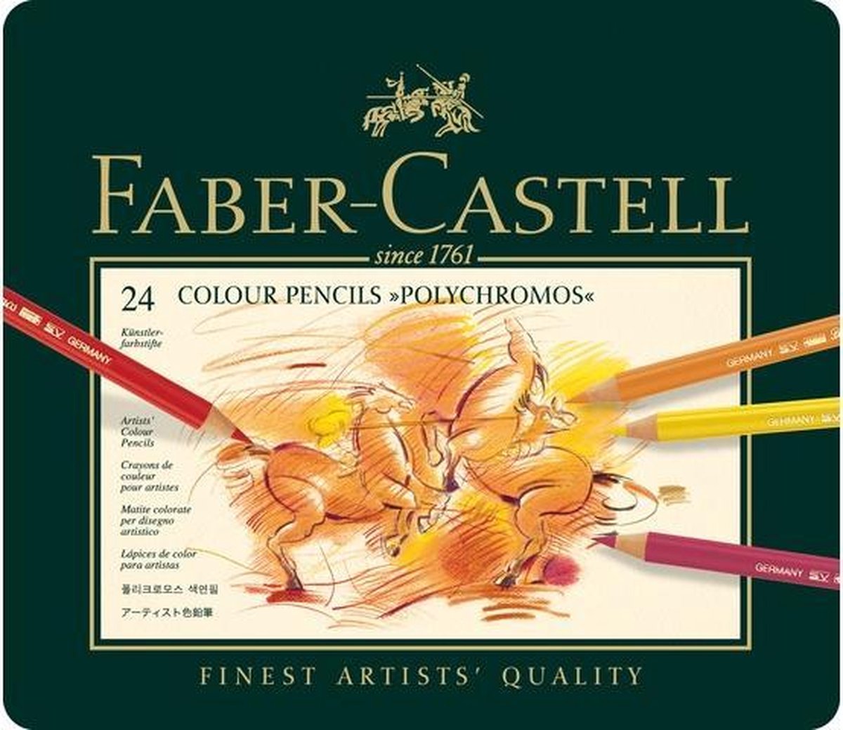 Faber-castell kleurpotlood faber castell polychromos etui à 24 stuks doos met 2 stuks