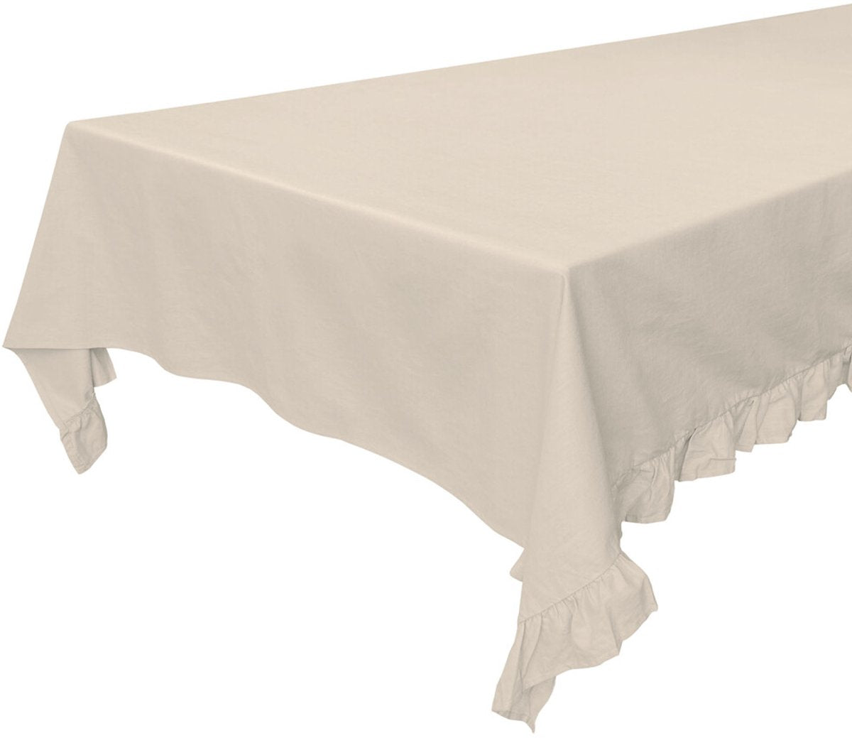 Precioso mantel Walra de lino con volantes - 140x320 - 50% algodón (bci) 50% lino - natural