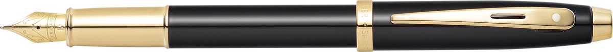 Penna stilografica Sheaffer 100 - e9322 - f - tono oro nero lucido - sf-e0932243