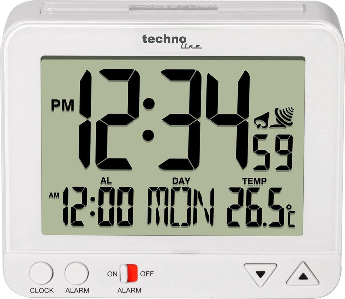 Technoline wt 195 bianco - sveglia - digitale - visualizzazione dell'ora radiocontrollata - 12 24 - visualizzazione della data - temperatura interna - sveglia - snooze - retroilluminazione - luce notturna - bianco