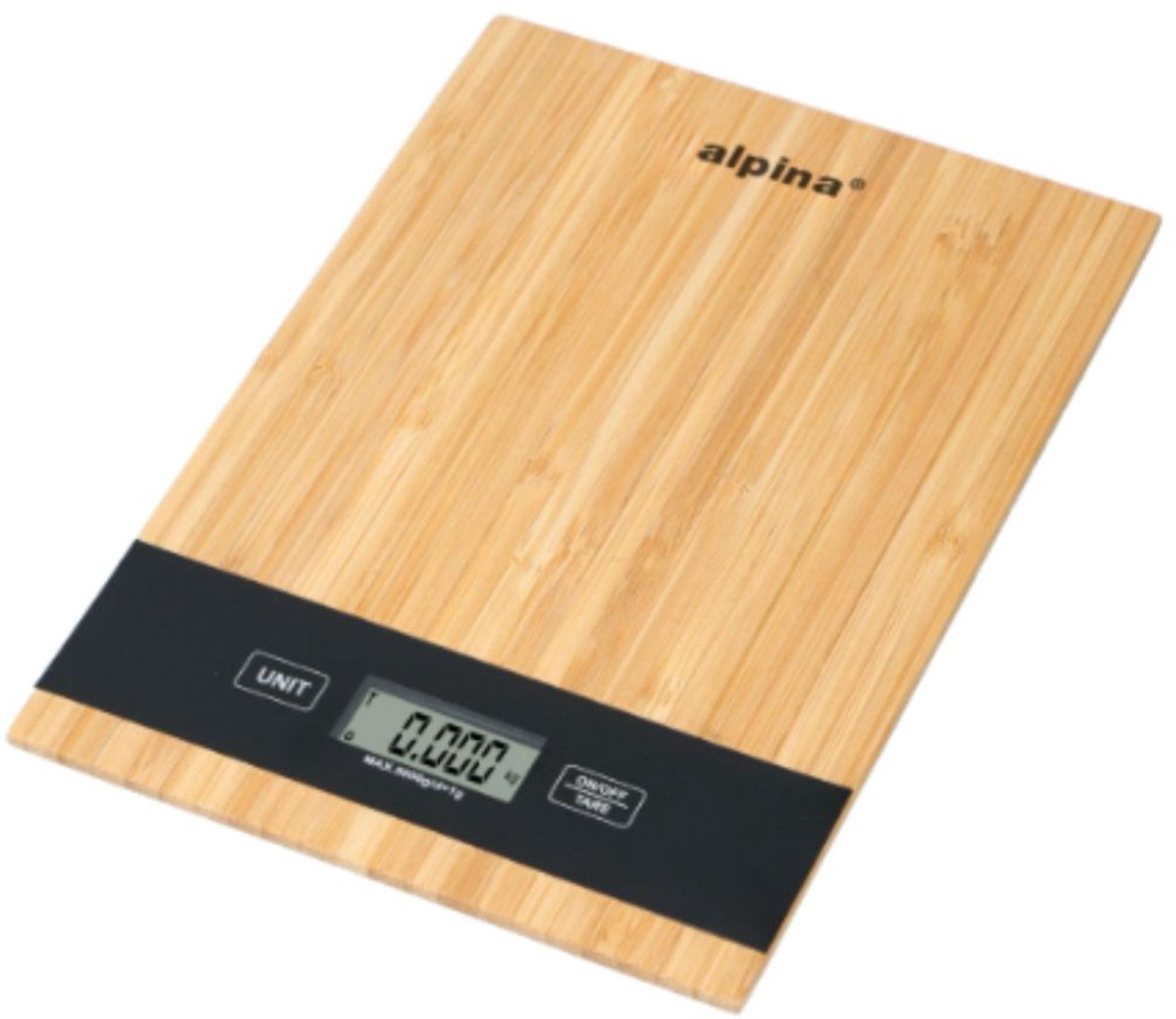 Báscula de cocina digital Alpina 5kg - báscula de acero inoxidable con pantalla LCD - función tara