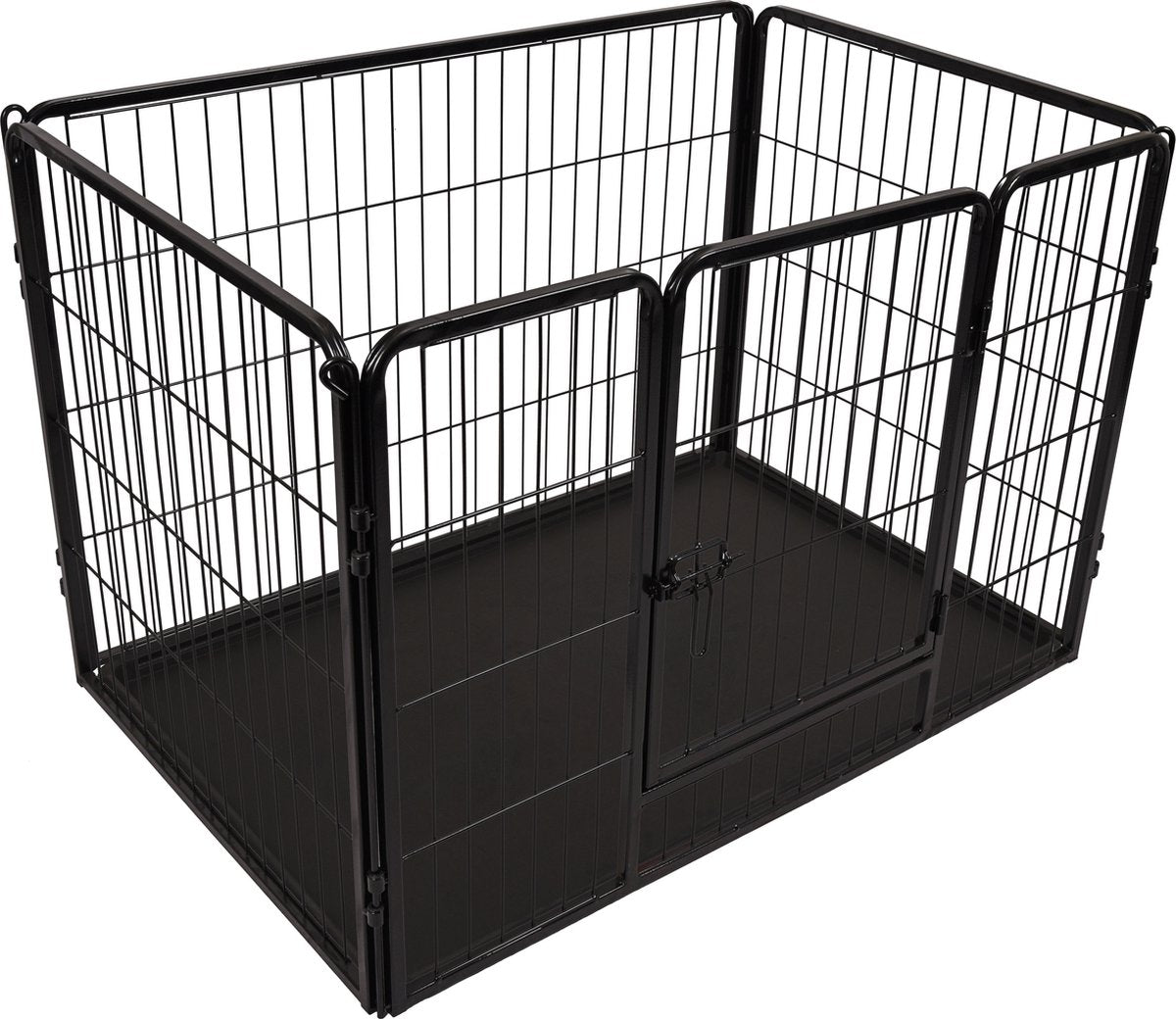 Flamingo dog run - puppy run - dog kennel - dog crate - kazan black m - 109x72x72cm - metal with epoxy coating - sliding lock - removable drawer - for small and medium-sized dogs - indoor