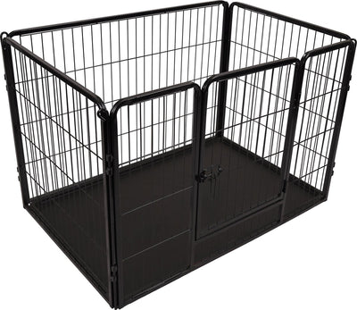 Parque para perros Flamingo - parque para cachorros - caseta para perros - jaula para perros - kazan negro m - 109x72x72cm - metal con revestimiento epoxi - cerradura deslizante - cajón extraíble - para perros pequeños y medianos - interior
