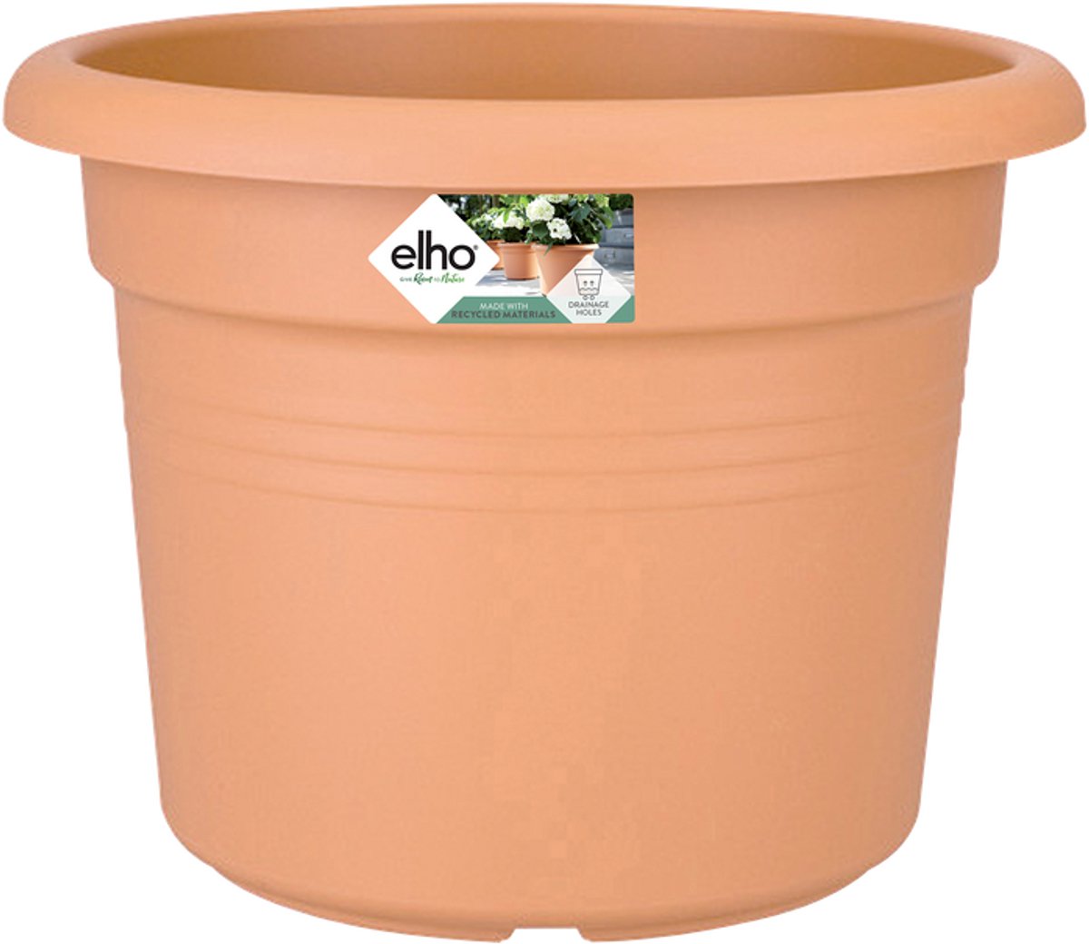 Elho green basics cilinder 65 - bloempot voor buiten - ø 64.0 x h 48.5 cm - mild terra