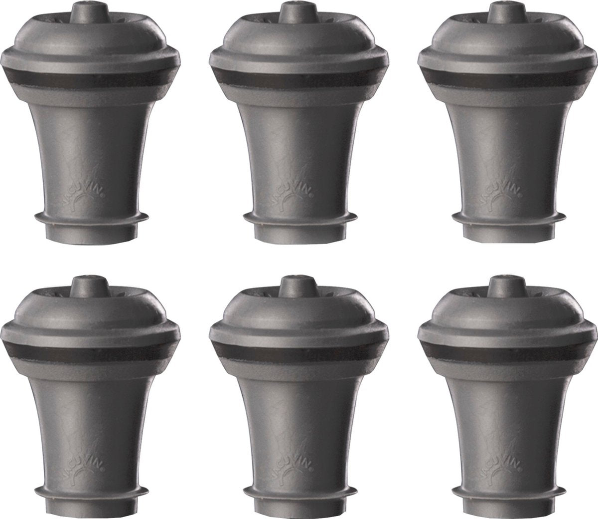 Vacuvin vacu vin wijnstoppers set van 6 – reserve afsluitdoppen voor wine saver – herbruikbaar – grijs
