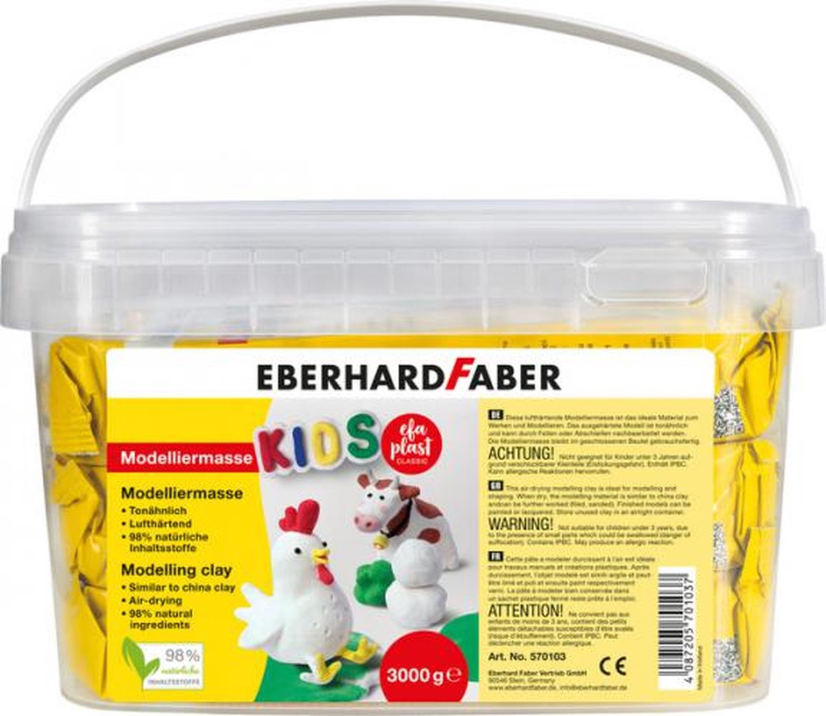 Pasta da modellare Eberhard faber - autoindurente - secchiello da 3 kg - bianca - ef-570103