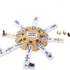 Engelhart domino mexican train accessoires set - 8 metalen treintjes - houten station - scoreblok -