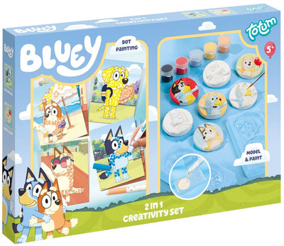 Totum bluey Set de manualidades 2 en 1 para moldear yeso y hacer tarjetas de sellos - juguetes creativos a partir de 5 años - consejos de regalo para niños y niñas pequeños
