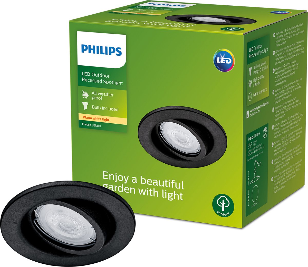 Philips led philips fresco inbouwspot - zwart - gu10 4,6w