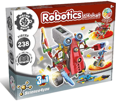 Science 4 you science4you robotics alfabot 3 en 1 - juego de construcción de robots diy - aprende ingeniería robótica - juguetes educativos 8+