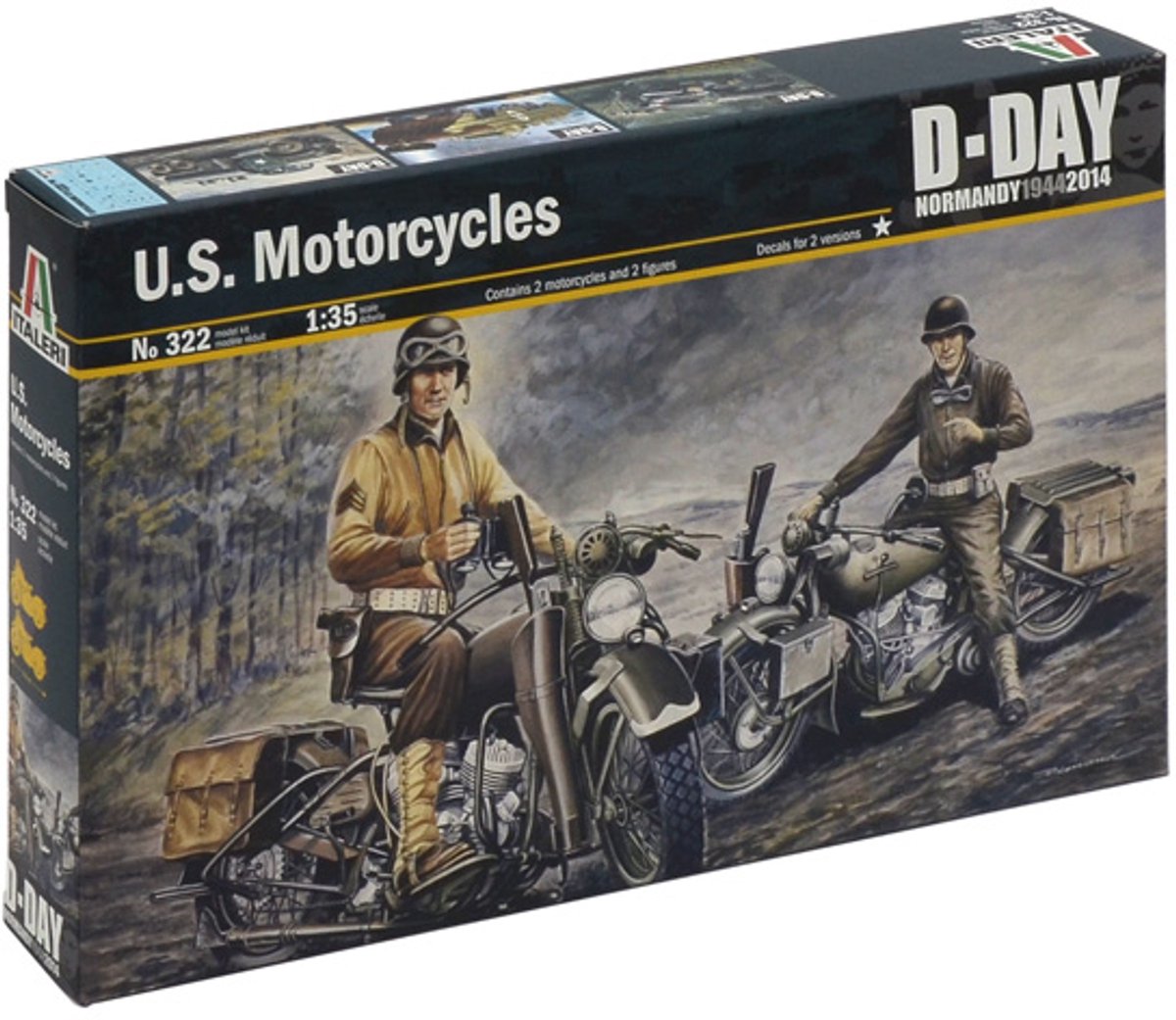 Kit modello motori Italeri - 322 u.s. moto d-day plastic - 1:35 - modellismo