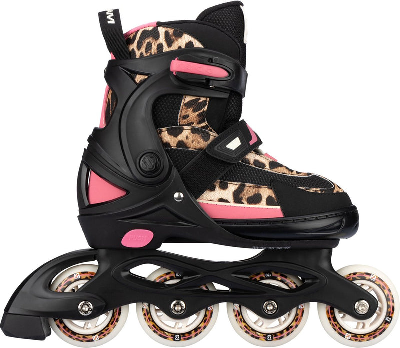 Nijdam patines en línea pantera ajustable niños - panther poise - negro rosa - talla 33-37