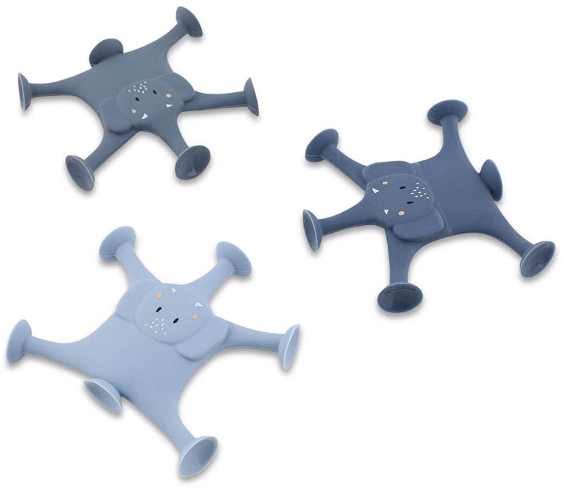 Trixie dierenspel met zuignappen – mrs. elephant – 3-delige badpretset van siliconen - blauw