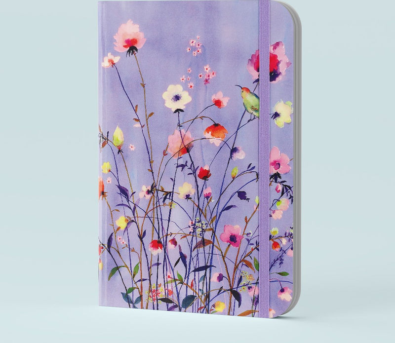 Quaderno compatto Peter pauper - fiori di campo lavanda - con chiusura ad elastico - 13x18 cm