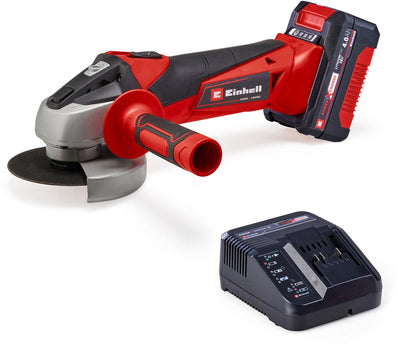Einhell battery angle grinder tc-ag 18 115 li kit - power x-change - 18 v li-ion - ø115 mm - 8,500 t min - max. cutting depth: 28 mm - incl. 1x 4.0 ah battery and charger
