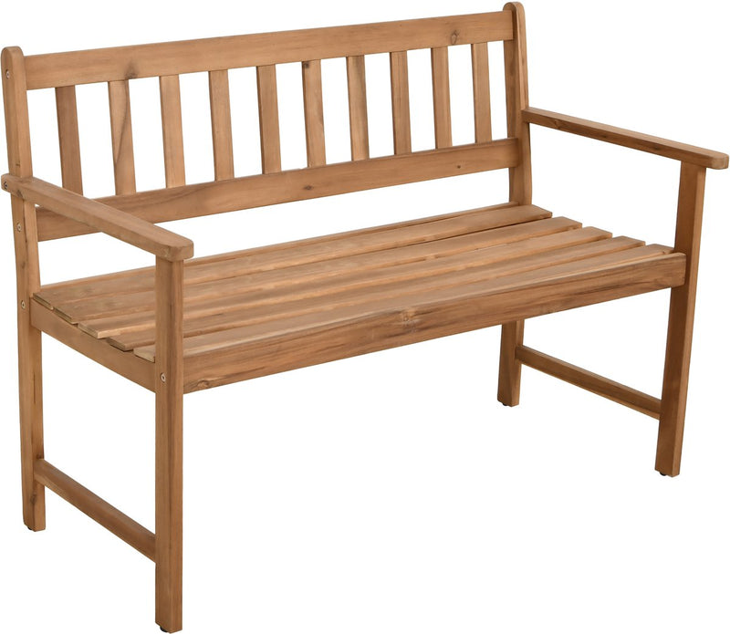 Mano ocio mano - banco de jardín 122 cm - fsc 100% madera de acacia - 2 plazas - aceitado natural - banco de madera para exterior