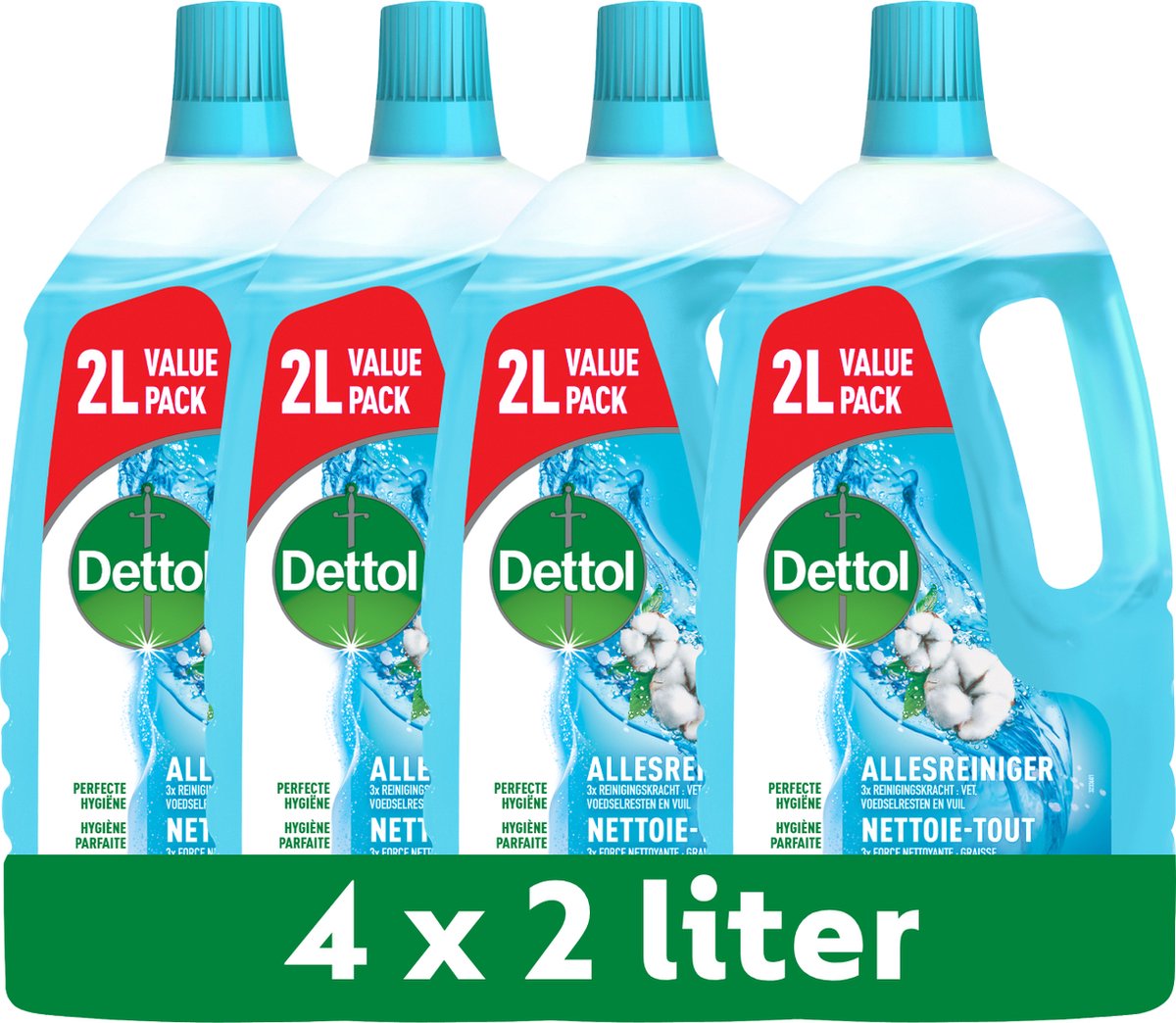 Dettol allesreiniger - linnen frisheid 2l - 4 stuks - voordeelverpakking