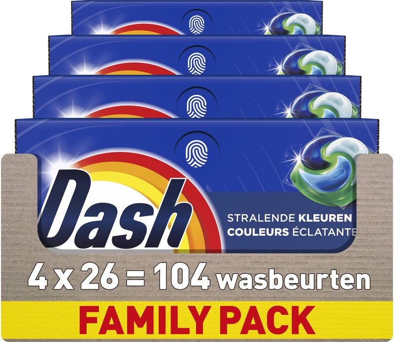 Dash detergente pods® - colores radiantes - 4 x 26 lavados