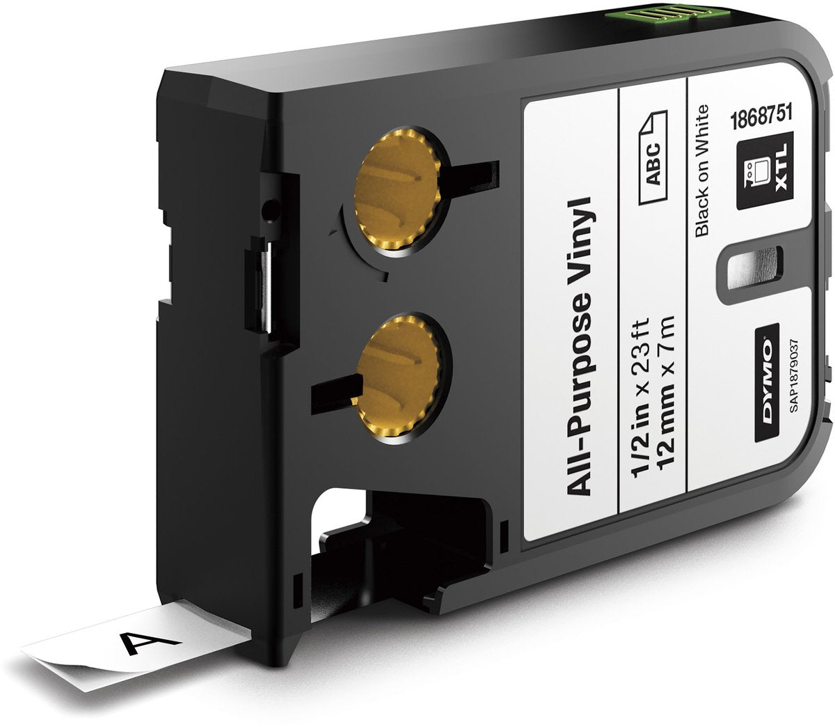 Dymo xtl multifunctionele labels van vinyl | 12 mm x 7 m | zwart op wit