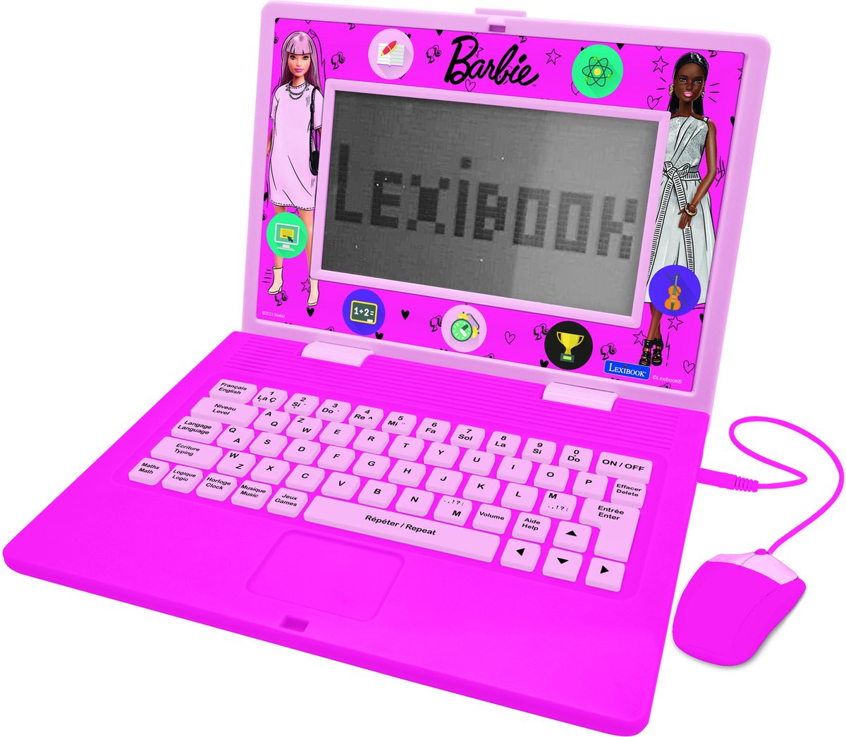 Lexibook barbie laptop educativo bilingue con 170 attività (85 in ogni lingua) schermo 6,7 e fr
