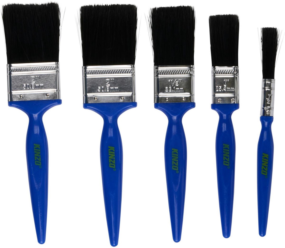 Set pennelli Kinzo – 5 pezzi – pennelli 12, 25, 38 e 50 mm – per lavori di verniciatura dentro e fuori casa
