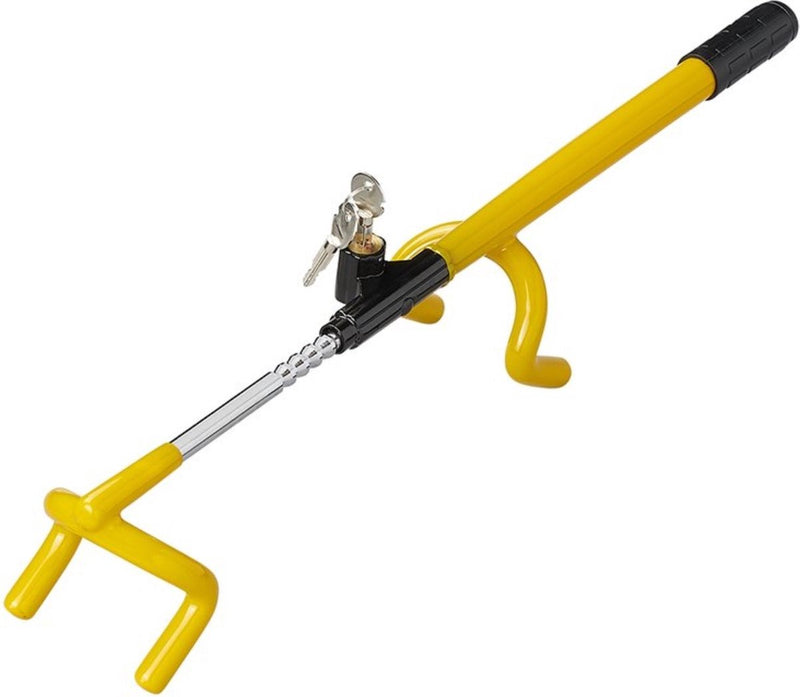 Bloccasterzo Proplus - blocca airbag - bloccasterzo - blocca volante - incluse 2 chiavi - universale - regolabile da 21 a 37 cm - giallo