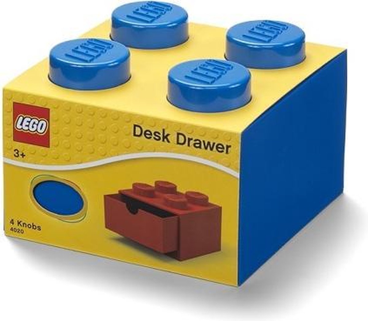 Lego - scatola portaoggetti con cassetto da scrivania brick 4 - plastica - blu
