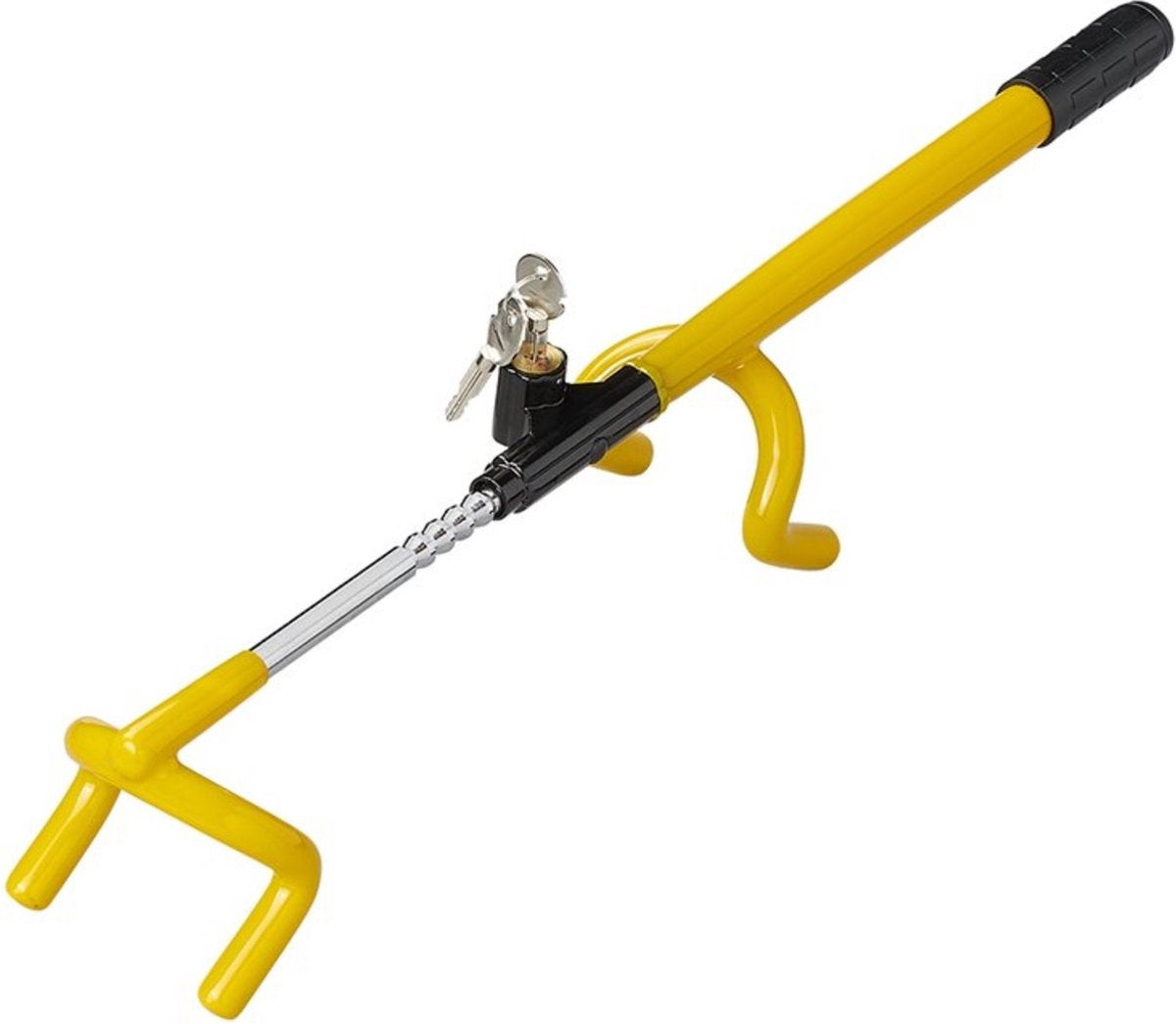 Bloccasterzo Proplus - blocca airbag - bloccasterzo - blocca volante - incluse 2 chiavi - universale - regolabile da 21 a 37 cm - giallo