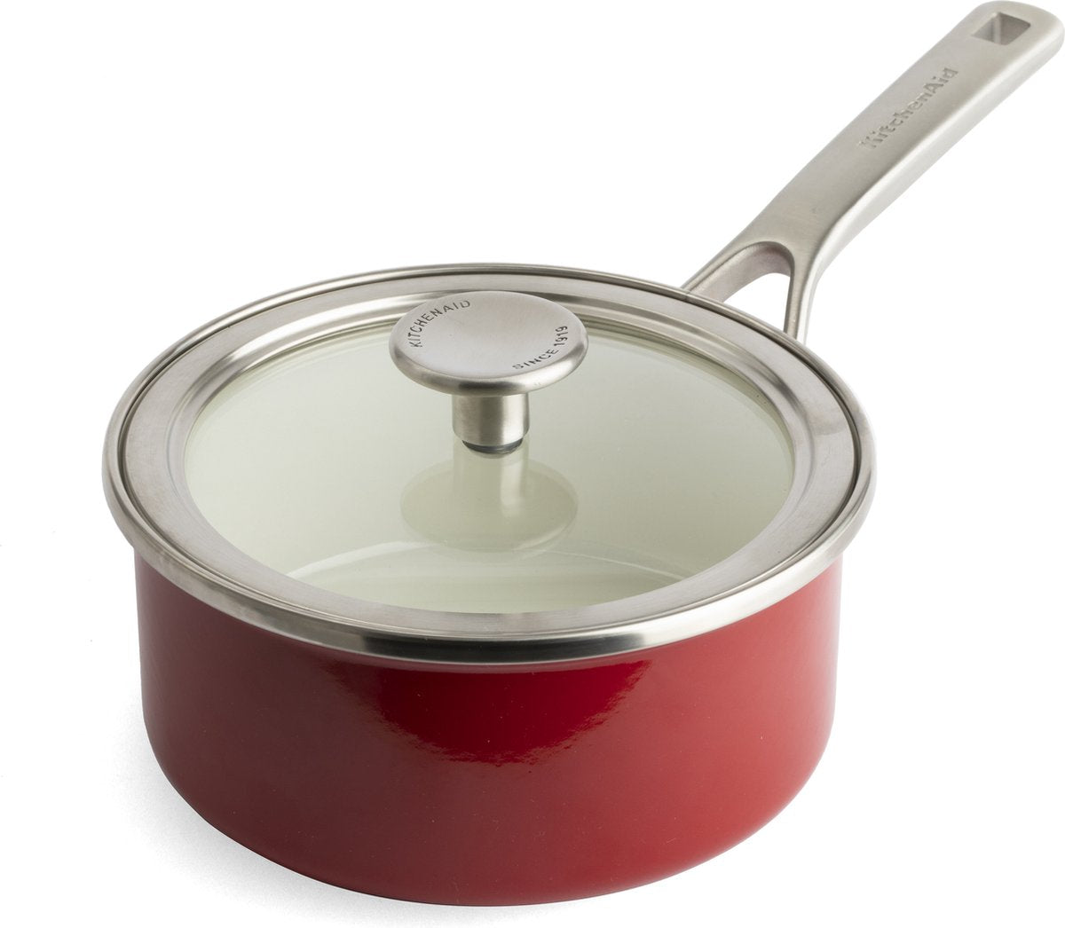Kitchenaid steel core enamel steelpan 16cm 1,3l - keizerrood - inductie - pfas-vrij