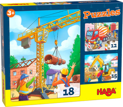 Haba rompecabezas vehículos de construcción junior 20 x 25 cm cartón 3 piezas