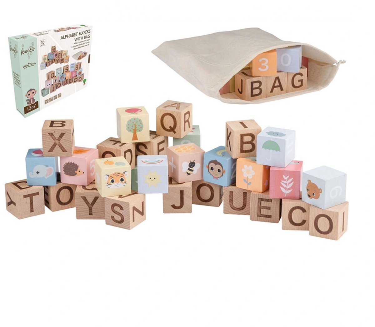 Jouéco ® - Bloques alfabéticos de la familia Wildies con bolsa