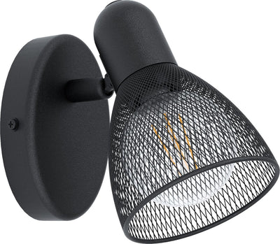 Faretto da superficie Eglo carovigno - 1 luce - 7 cm. - e27 - griglia nera