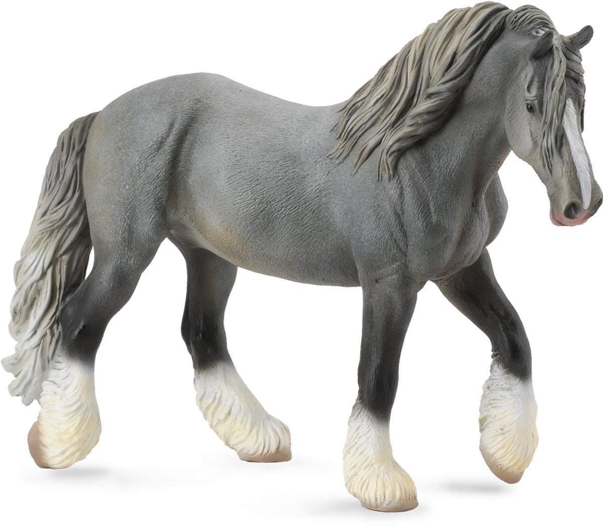 Statuetta Collecta - cavallo shire cavalla grigia - (xl) - cavalli - dipinta a mano - miniatura