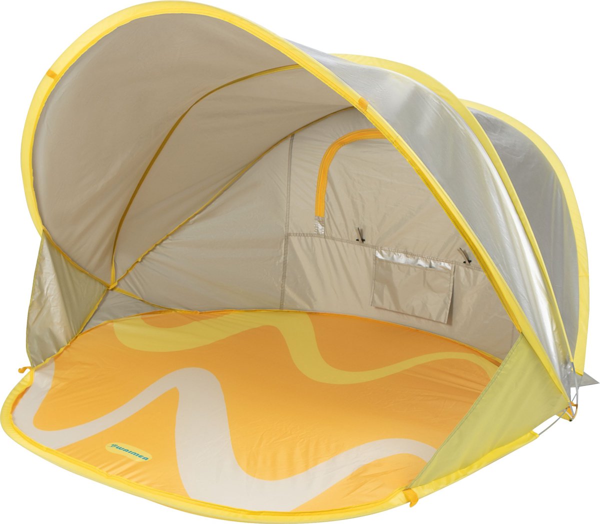 Waimea pop-up strandtent - geel - 130 x 130 x 100 cm - upf50+ - reflecterend