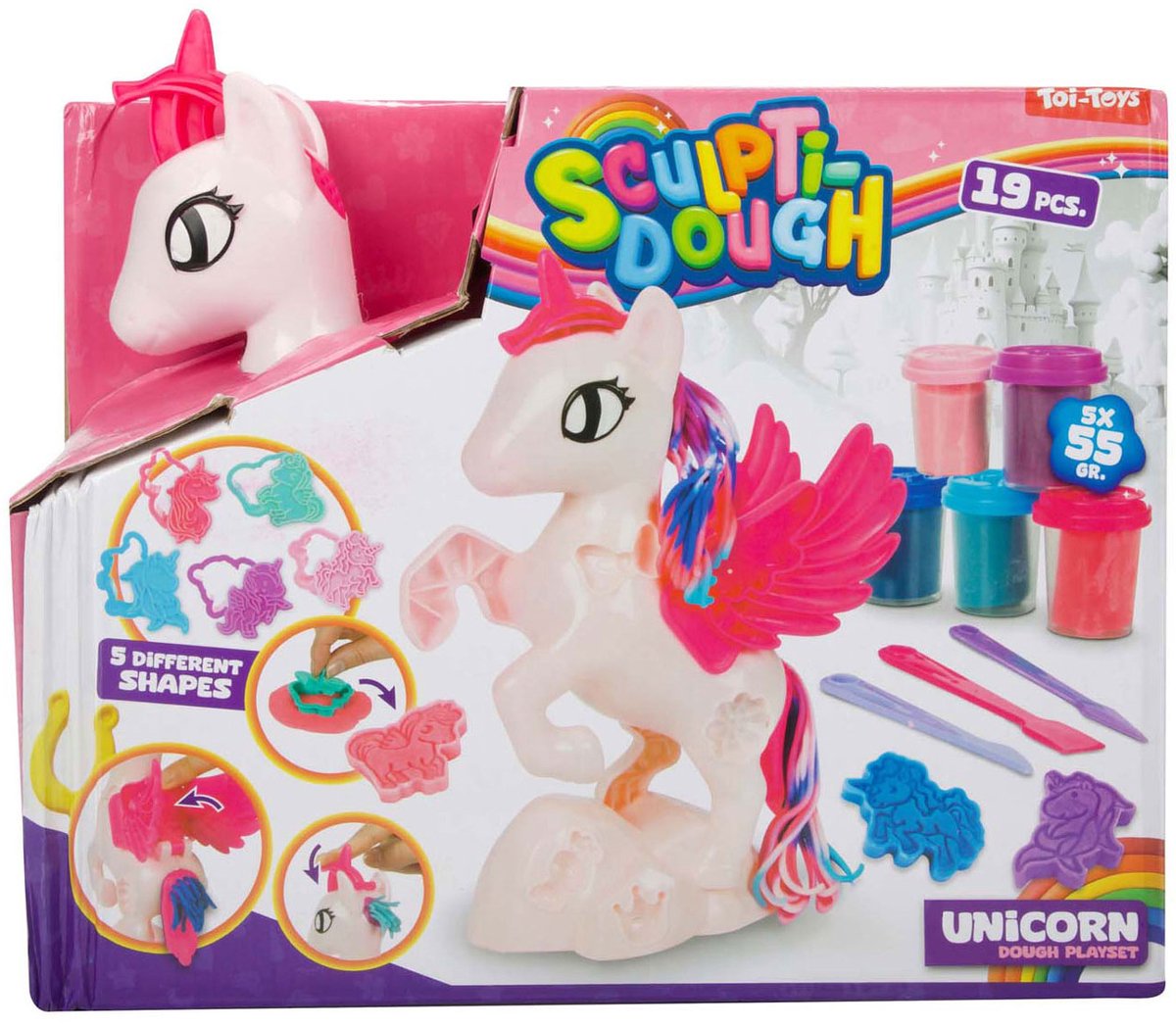 Toi-toys set de arcilla sculptidough unicornio, 5 piezas.