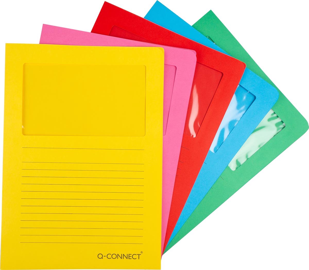 Q-connect l-map con ventana | 120 g m² | a4 | paquete de 100 piezas | colores oscuros variados
