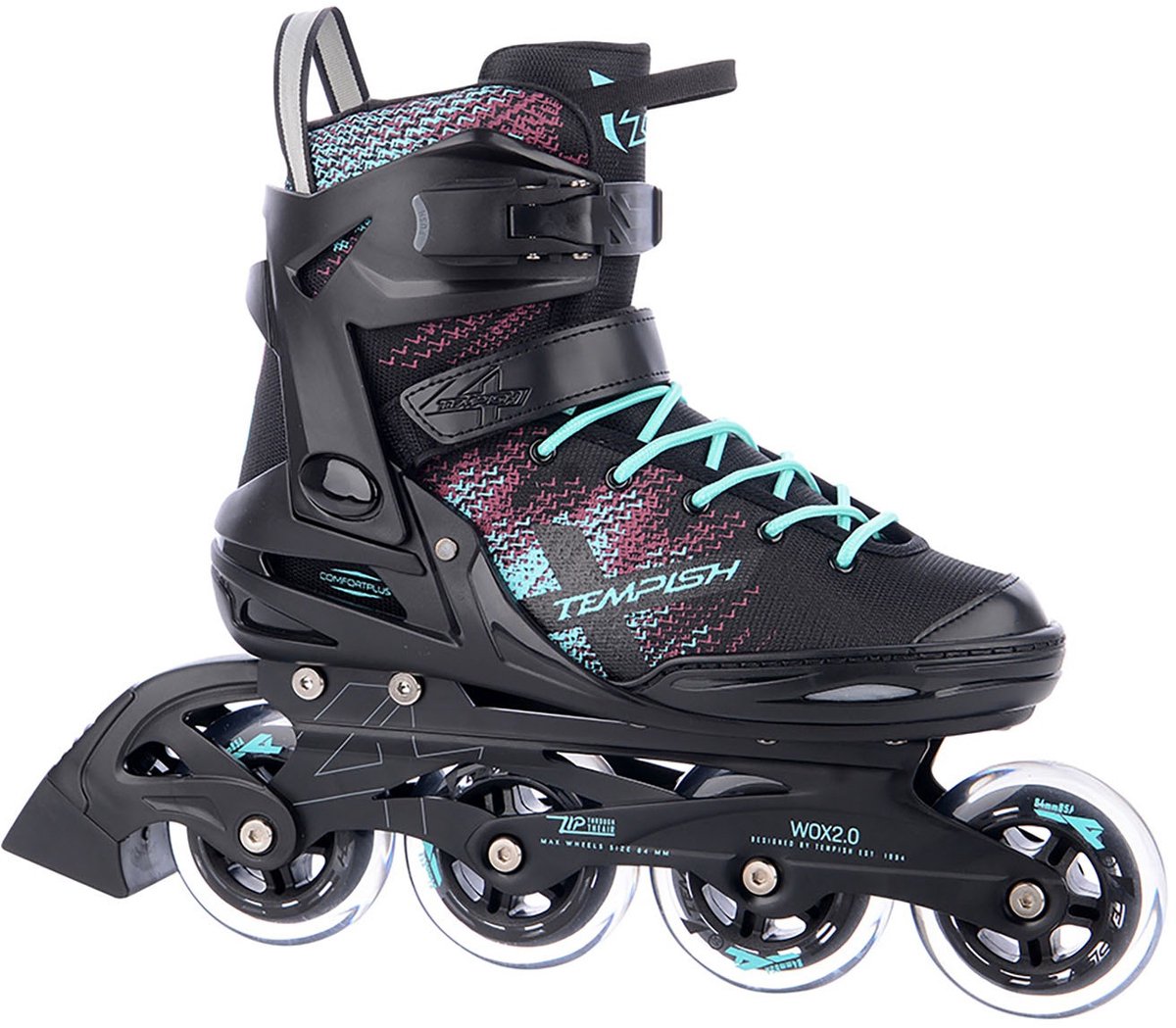 Tempish wox 2.0 84 skeelers - inline skates - dames - zwart turquoise - maat 42
