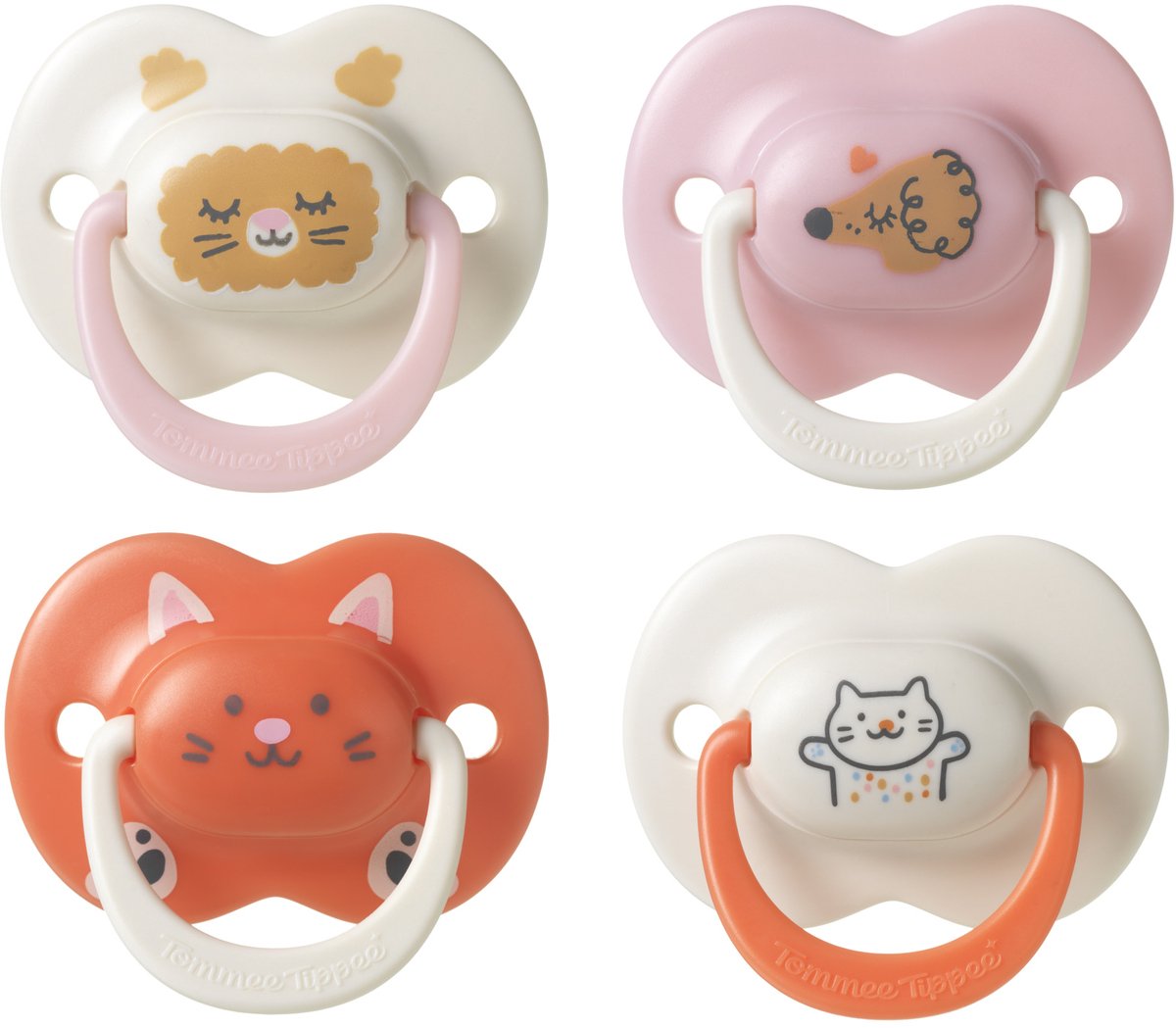 Tommee tippee chupete ultimate fit - 18-36 meses - 4 piezas - chupete simétrico de ortodoncia para bebés - silicona 100% libre de BPA - deco rosa
