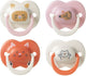 Tommee tippee chupete ultimate fit - 18-36 meses - 4 piezas - chupete simétrico de ortodoncia para bebés - silicona 100% libre de BPA - deco rosa