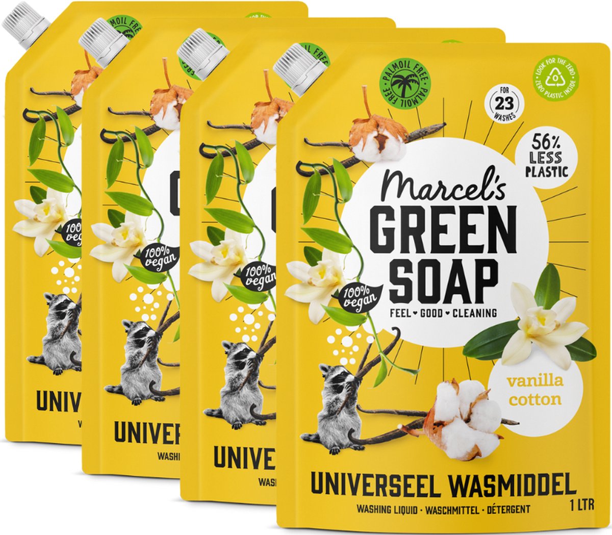 Recambio detergente universal Marcel's green Soap - algodón vainilla - 4 x 1l - 92 lavados