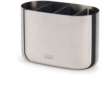 Organizer per spazzolini da denti di lusso Joseph Joseph grande, 17,5 x 9,4 x 11,7 cm, con 3 scomparti divisori, acciaio inossidabile, argento - | easystore