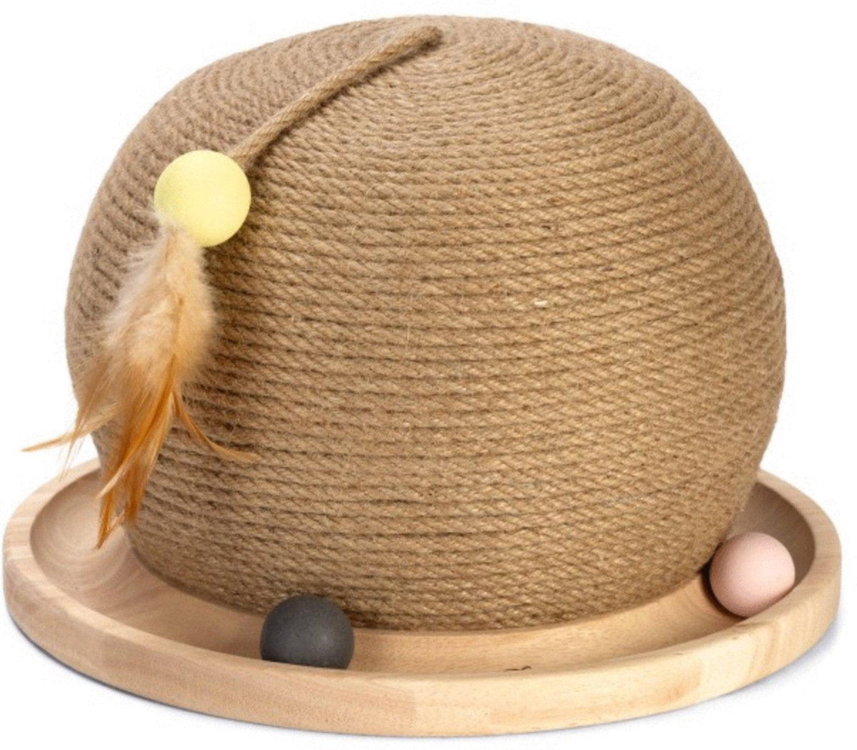 Designed by lotte gratta e gioca con la palla mila - giocattolo per gatti - palla da grattare - legno - marrone - 29,5x29,5x22 cm