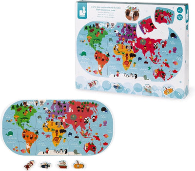 Janod - juguete de baño - mapa del mundo de los exploradores
