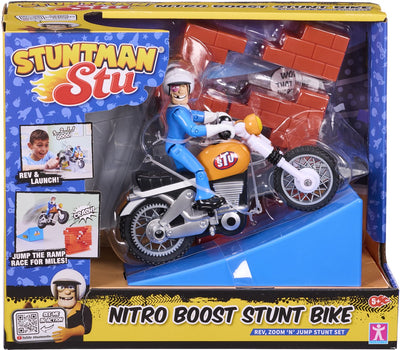 Bandai - stuntman stu - moto nitro boost - giocattolo acrobatico - personaggio stunt incluso - crash game con veicolo e accessori - giocattoli per bambini dai 4 anni in su - coss8201